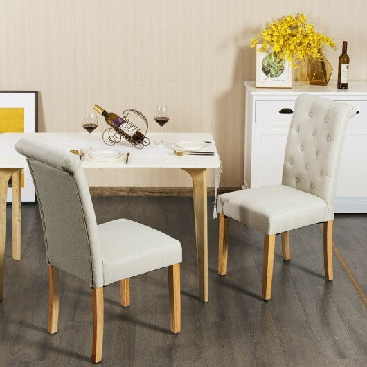 2 Pieces Tufted Dining Chair Set with Adjustable Anti-Slip Foot Pads-Blue and White LuxuryLifeWay Online Store