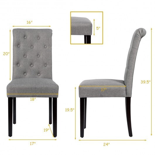 2 Pieces Tufted Dining Chair Set with Adjustable Anti-Slip Foot Pads-Blue and White LuxuryLifeWay Online Store
