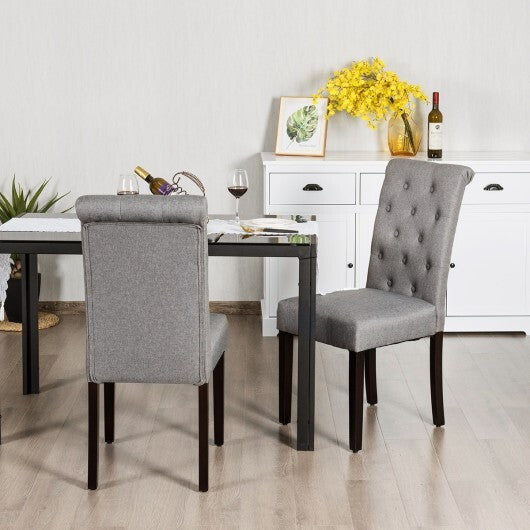 2 Pieces Tufted Dining Chair Set with Adjustable Anti-Slip Foot Pads-Blue and White LuxuryLifeWay Online Store