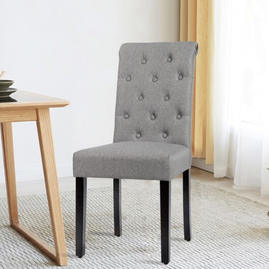 2 Pieces Tufted Dining Chair Set with Adjustable Anti-Slip Foot Pads-Blue and White LuxuryLifeWay Online Store