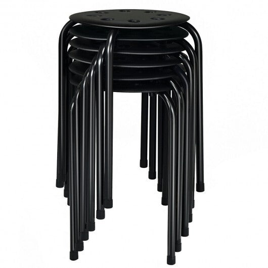 Set of 6 Portable Plastic Stack Stools-Black - Color: Black LuxuryLifeWay Online Store