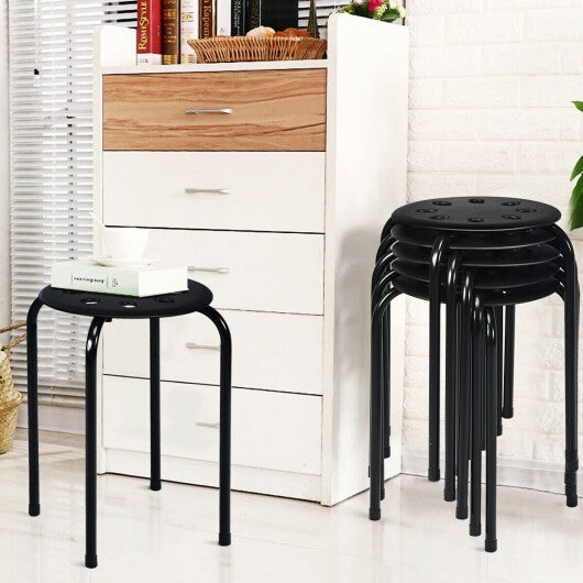 Set of 6 Portable Plastic Stack Stools-Black LuxuryLifeWay Online Store