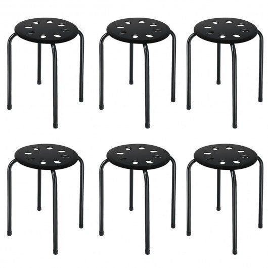 Set of 6 Portable Plastic Stack Stools-Black LuxuryLifeWay Online Store
