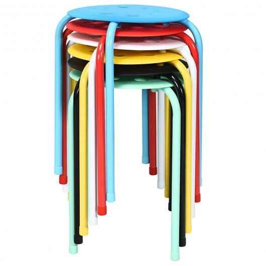 Set of 6 Portable Plastic Stack Stools-Black LuxuryLifeWay Online Store