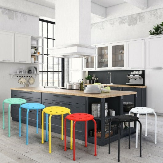 Set of 6 Portable Plastic Stack Stools-Black LuxuryLifeWay Online Store