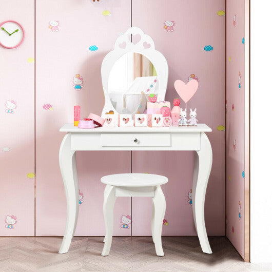Kids Princess Makeup Dressing Play Table Set with Mirror -Pink LuxuryLifeWay Online Store