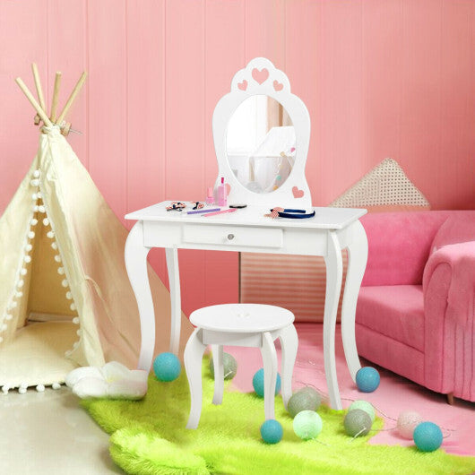 Kids Princess Makeup Dressing Play Table Set with Mirror -Pink LuxuryLifeWay Online Store
