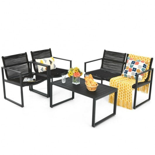 4 Pieces Patio Furniture Conversation Set with Sofa Loveseat LuxuryLifeWay Online Store