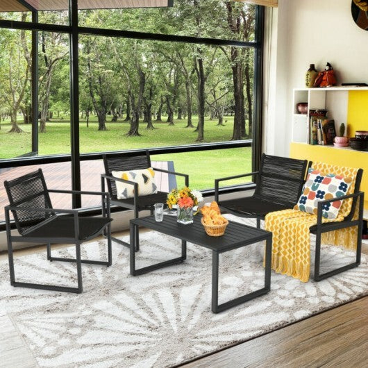 4 Pieces Patio Furniture Conversation Set with Sofa Loveseat LuxuryLifeWay Online Store
