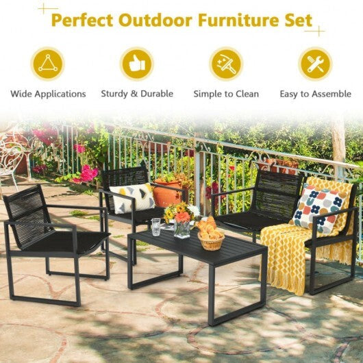 4 Pieces Patio Furniture Conversation Set with Sofa Loveseat LuxuryLifeWay Online Store