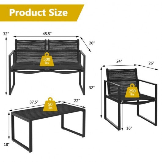 4 Pieces Patio Furniture Conversation Set with Sofa Loveseat LuxuryLifeWay Online Store