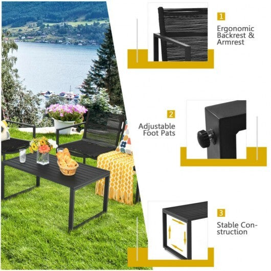 4 Pieces Patio Furniture Conversation Set with Sofa Loveseat LuxuryLifeWay Online Store