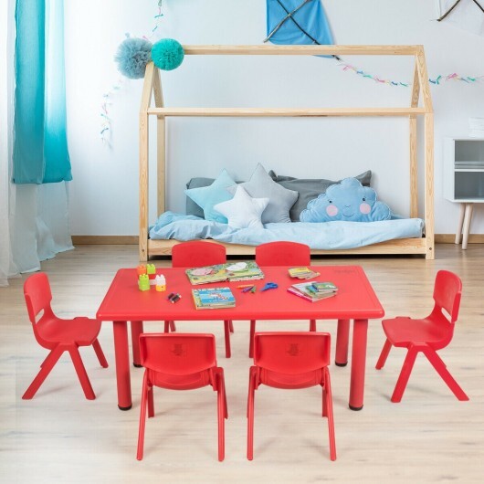 Kids Plastic Rectangular Learn and Play Table-Red LuxuryLifeWay Online Store