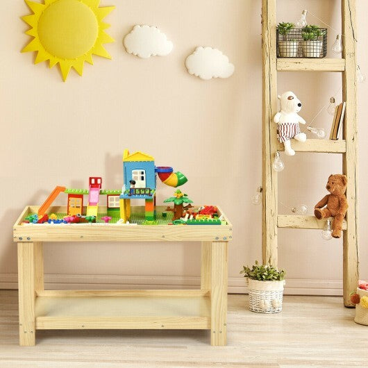 Solid Multifunctional Wood Kids Activity Play Table-Dark Brown