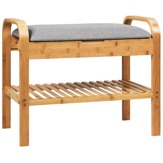 Shoe Rack Bench Bamboo with Storage Shelf-Natural LuxuryLifeWay Online Store