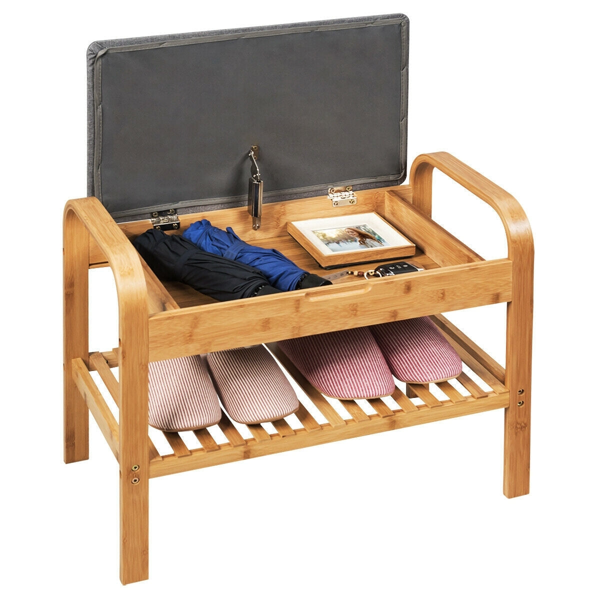 Shoe Rack Bench Bamboo with Storage Shelf-Natural - Color: Natural LuxuryLifeWay Online Store