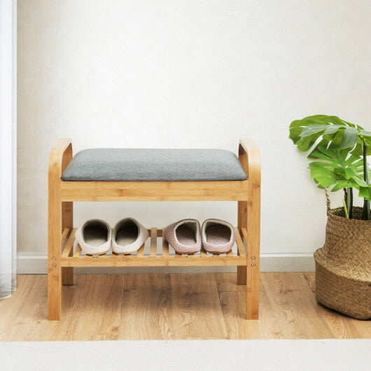 Shoe Rack Bench Bamboo with Storage Shelf-Natural LuxuryLifeWay Online Store