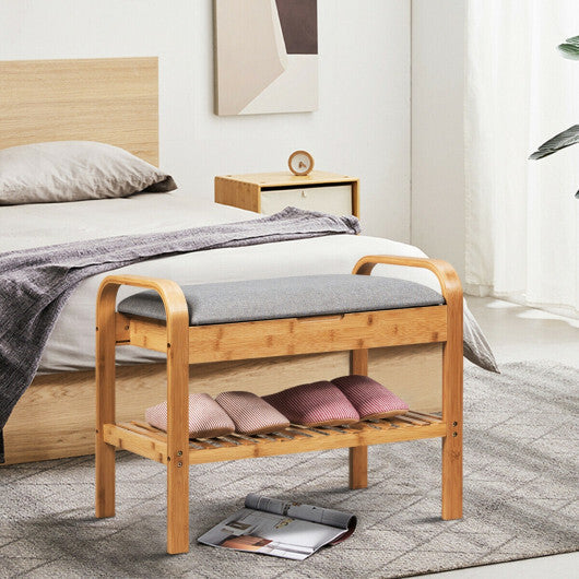 Shoe Rack Bench Bamboo with Storage Shelf-Natural LuxuryLifeWay Online Store