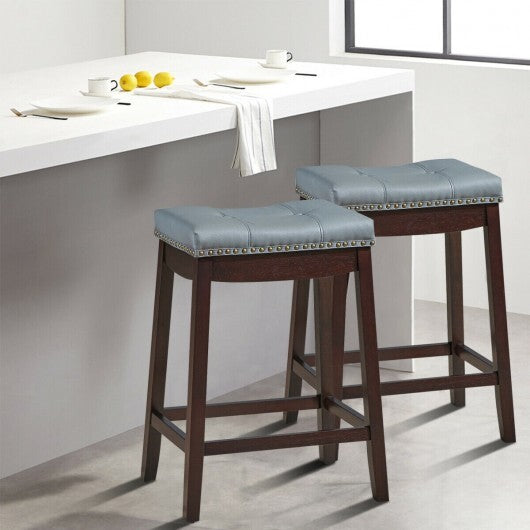 Set of 2 24-Inch Height Backless Counter Stool with Footrest-White LuxuryLifeWay Online Store