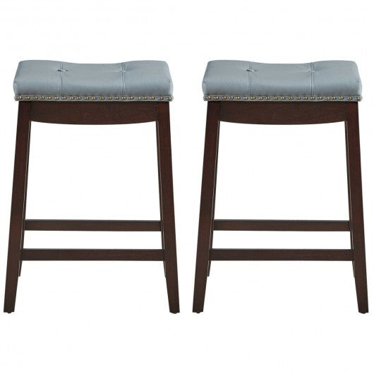 Set of 2 24-Inch Height Backless Counter Stool with Footrest-White LuxuryLifeWay Online Store
