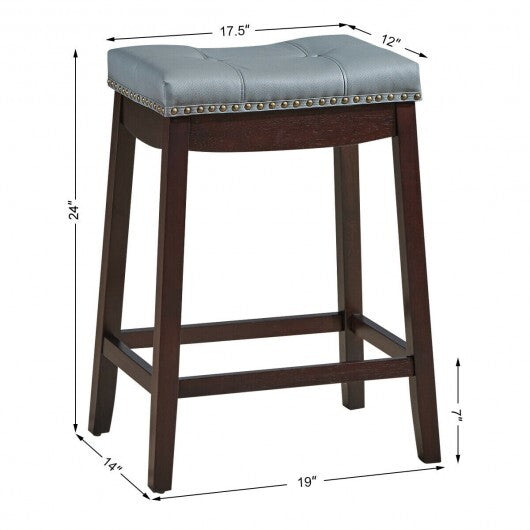 Set of 2 24-Inch Height Backless Counter Stool with Footrest-White LuxuryLifeWay Online Store