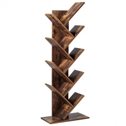8-Tier Free Standing Tree Bookshelf-Coffee - Color: Coffee LuxuryLifeWay Online Store