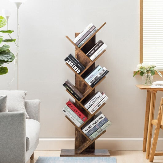 8-Tier Free Standing Tree Bookshelf-Coffee - Color: Coffee LuxuryLifeWay Online Store