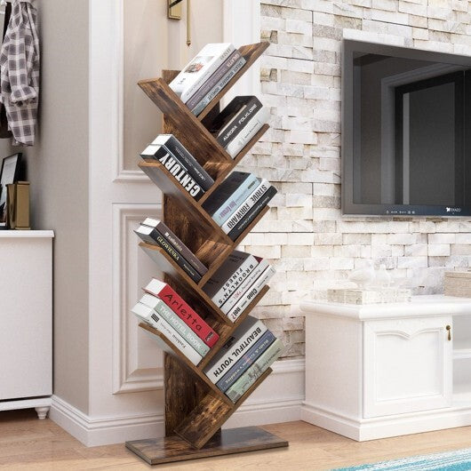 8-Tier Free Standing Tree Bookshelf-Coffee - Color: Coffee LuxuryLifeWay Online Store