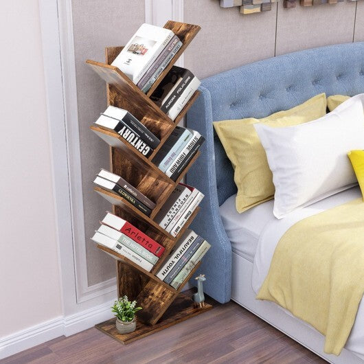 8-Tier Free Standing Tree Bookshelf-Coffee - Color: Coffee LuxuryLifeWay Online Store