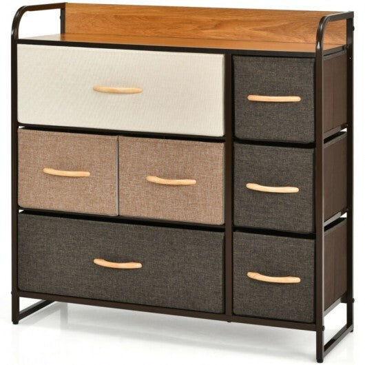 7 Drawer Tower Steel Frame and Wooden Top Dresser Storage Chest for Bedroom LuxuryLifeWay Online Store