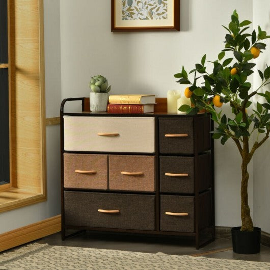 7 Drawer Tower Steel Frame and Wooden Top Dresser Storage Chest for Bedroom LuxuryLifeWay Online Store