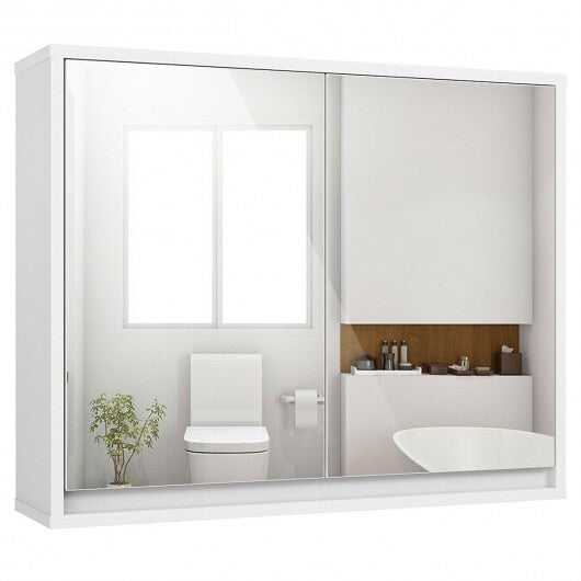 2-Door Wall-Mounted Bathroom Mirrored Medicine Cabinet