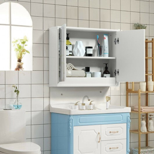2-Door Wall-Mounted Bathroom Mirrored Medicine Cabinet - Color: White LuxuryLifeWay Online Store
