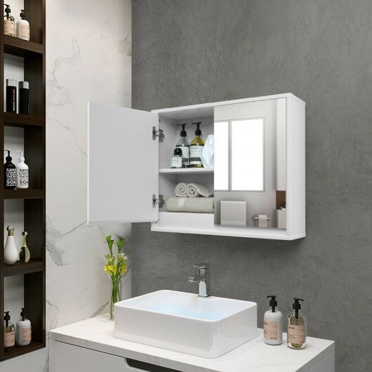 2-Door Wall-Mounted Bathroom Mirrored Medicine Cabinet - Color: White LuxuryLifeWay Online Store