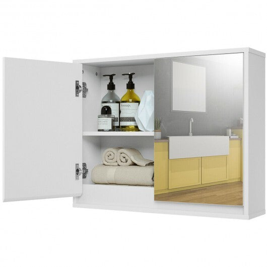 2-Door Wall-Mounted Bathroom Mirrored Medicine Cabinet - Color: White LuxuryLifeWay Online Store