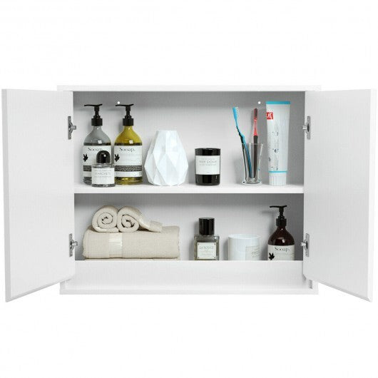 2-Door Wall-Mounted Bathroom Mirrored Medicine Cabinet - Color: White LuxuryLifeWay Online Store