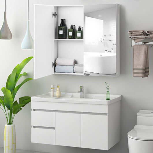 Double Door Bathroom Wall Cabinet with Mirror and Adjustable Shelf LuxuryLifeWay Online Store