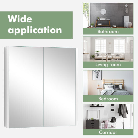 Double Door Bathroom Wall Cabinet with Mirror and Adjustable Shelf LuxuryLifeWay Online Store