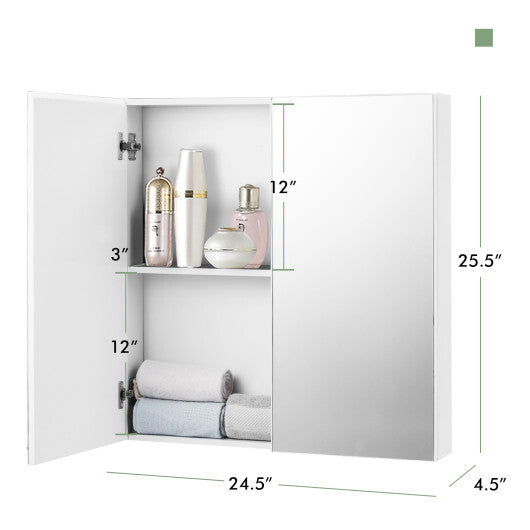 Double Door Bathroom Wall Cabinet with Mirror and Adjustable Shelf LuxuryLifeWay Online Store