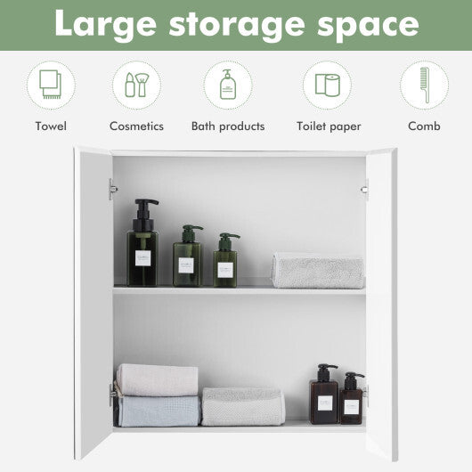 Double Door Bathroom Wall Cabinet with Mirror and Adjustable Shelf LuxuryLifeWay Online Store