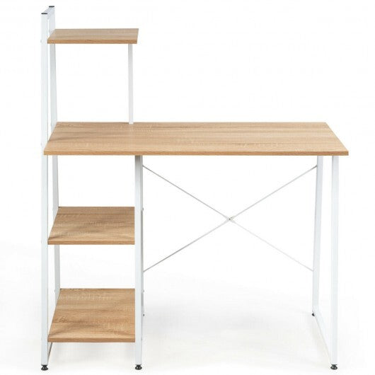 Compact Computer Desk Workstation with 4 Tier Shelves for Home and Office-Natural - Color: Natural LuxuryLifeWay Online Store