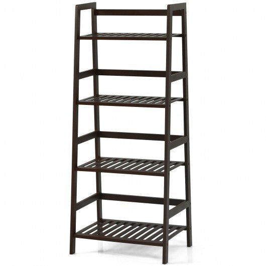 4-Tier Bamboo Plant Rack with Guardrails Stable and Space-Saving-Brown - Color: Brown LuxuryLifeWay Online Store