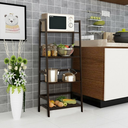 4-Tier Bamboo Plant Rack with Guardrails Stable and Space-Saving-Brown - Color: Brown LuxuryLifeWay Online Store