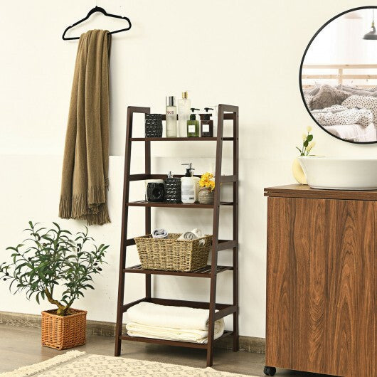 4-Tier Bamboo Plant Rack with Guardrails Stable and Space-Saving-Brown - Color: Brown LuxuryLifeWay Online Store