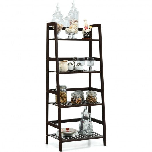 4-Tier Bamboo Plant Rack with Guardrails Stable and Space-Saving-Brown - Color: Brown LuxuryLifeWay Online Store