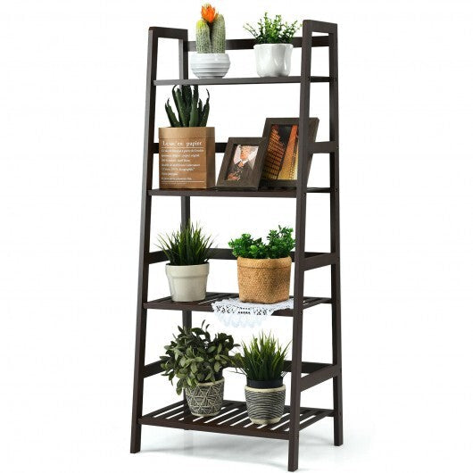 4-Tier Bamboo Plant Rack with Guardrails Stable and Space-Saving-Brown - Color: Brown LuxuryLifeWay Online Store