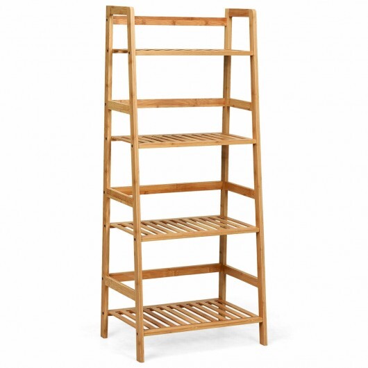 4-Tier Bamboo Plant Rack with Guardrails Stable and Space-Saving-Natural - Color: Natural LuxuryLifeWay Online Store