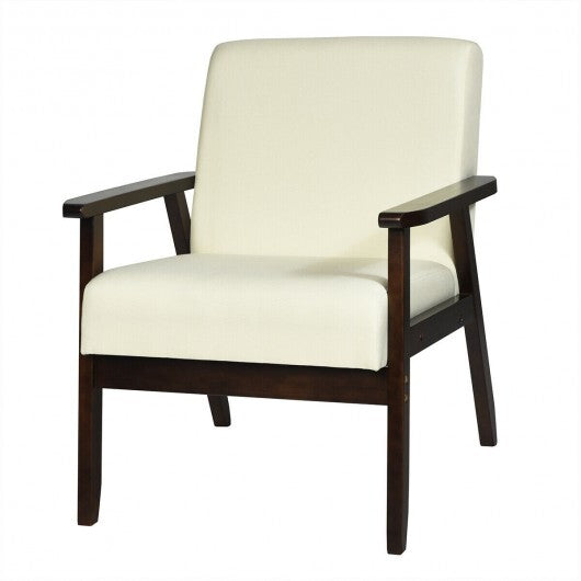 Solid Rubber Wood Fabric Accent Armchair-Gray LuxuryLifeWay Online Store