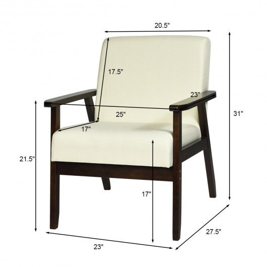 Solid Rubber Wood Fabric Accent Armchair-Gray LuxuryLifeWay Online Store