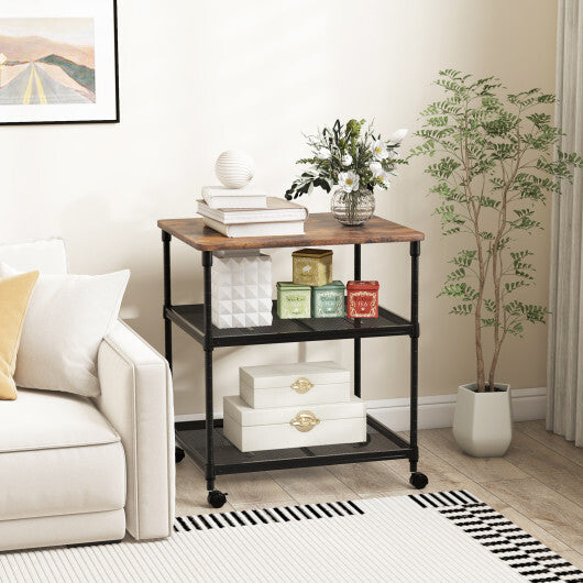 3 Tier Printer Stand Rolling Fax Cart with Adjustable Shelf and Swivel Wheels-Black LuxuryLifeWay Online Store